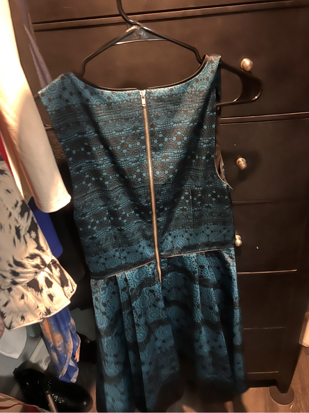 The Limited Teal and Black Sleeveless Fit-and-Flare Midi Dress - Picture 2 of 6